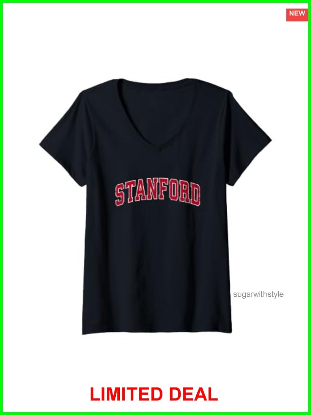 Womens Stanford CA Vintage Sports V-Neck T-Shirt Retro Tee